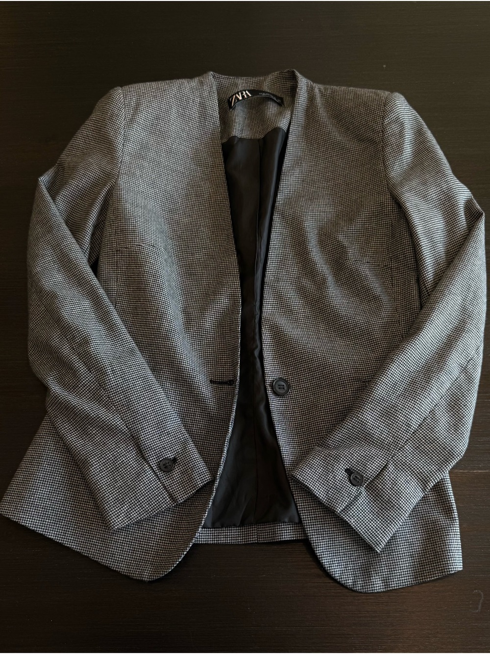 Zara Women's Grey Houndstooth Blazer